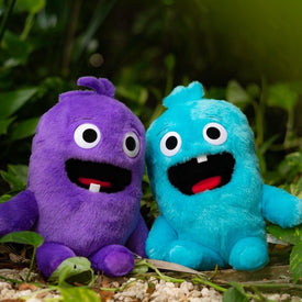 toothless monsters blue and purple plush toys with teeth for tooth fairy tradition