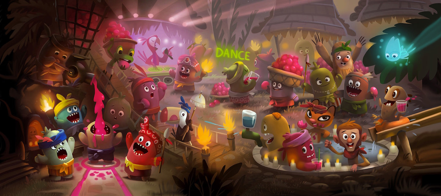 The Toothless Monster wild party scene. Tooth Fairy watching the excitement and fun.
